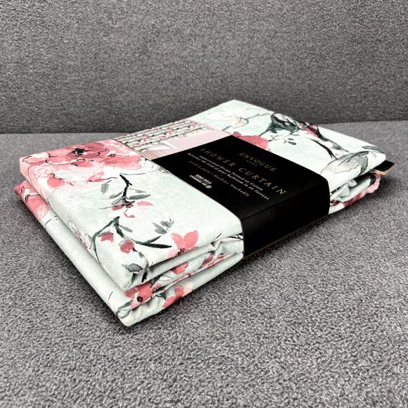 Envogue Home Shower Curtain 100%‎ Cotton Floral Pink Tael Rose cottage 72" X 72" - Picture 8 of 9